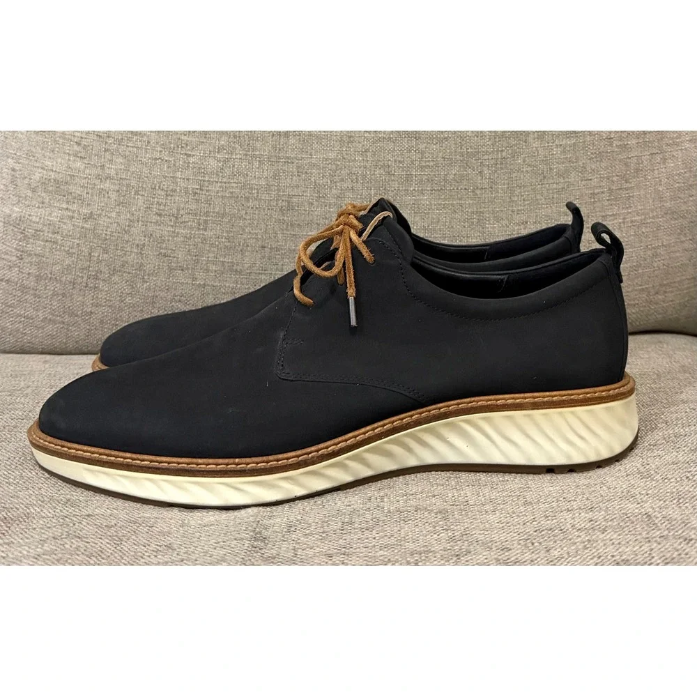 ECCO ST.1 Hybrid Lite Plain Toe Derby Shoes Navy Nubuck Mens 13 Made in Portugal
